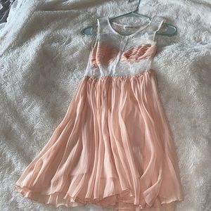 White and peach lace dress